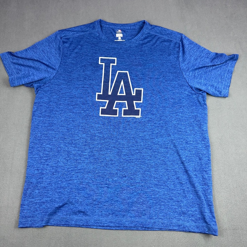 MLB Los Angeles Dodgers T Shirt Mens 2XL Blue TX3 Cool Performance LA Logo T1026